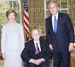 President George W. Bush and Laura Bush with Ollie Johnston